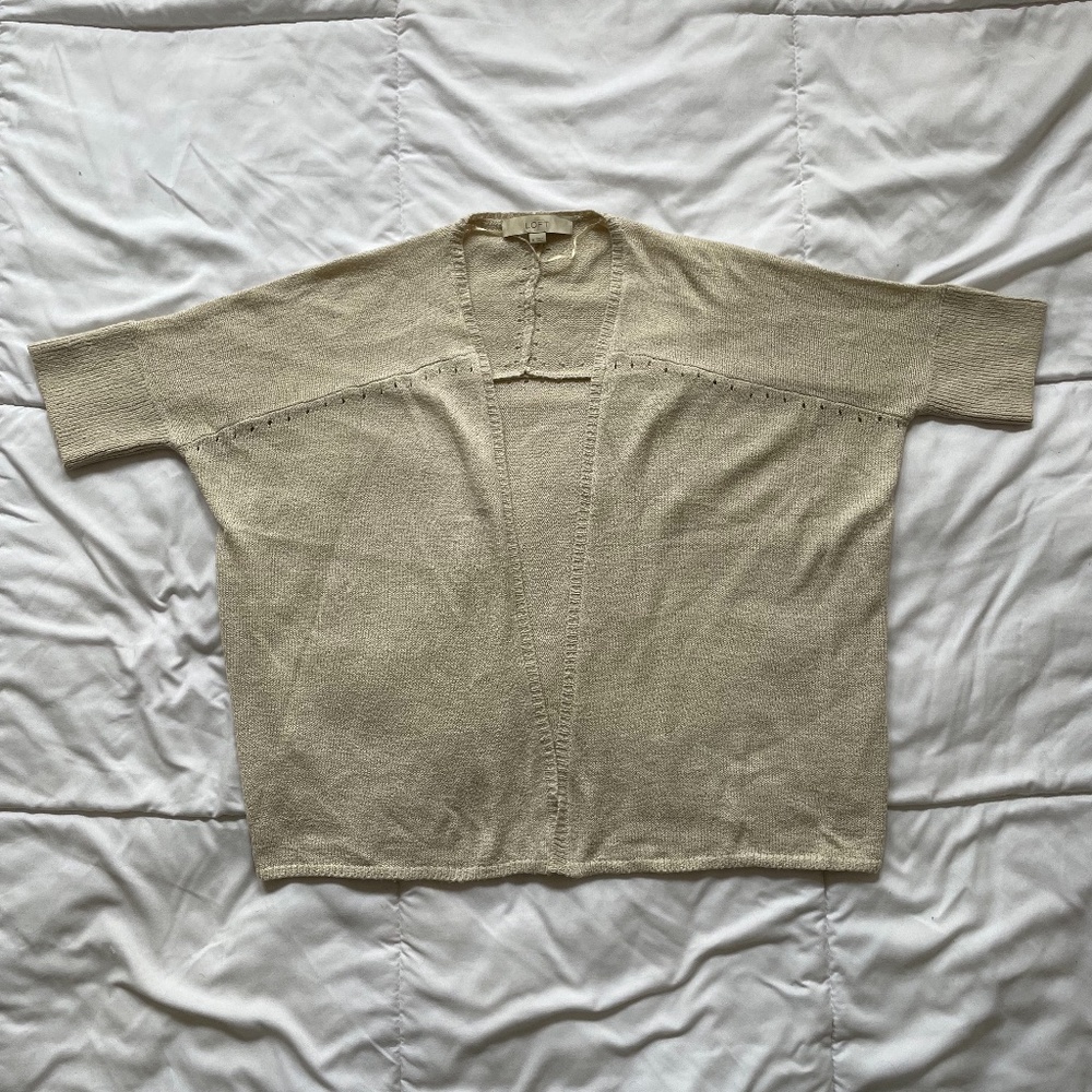 Loft Beige Short Sleeved Sweater/Shrug - Medium